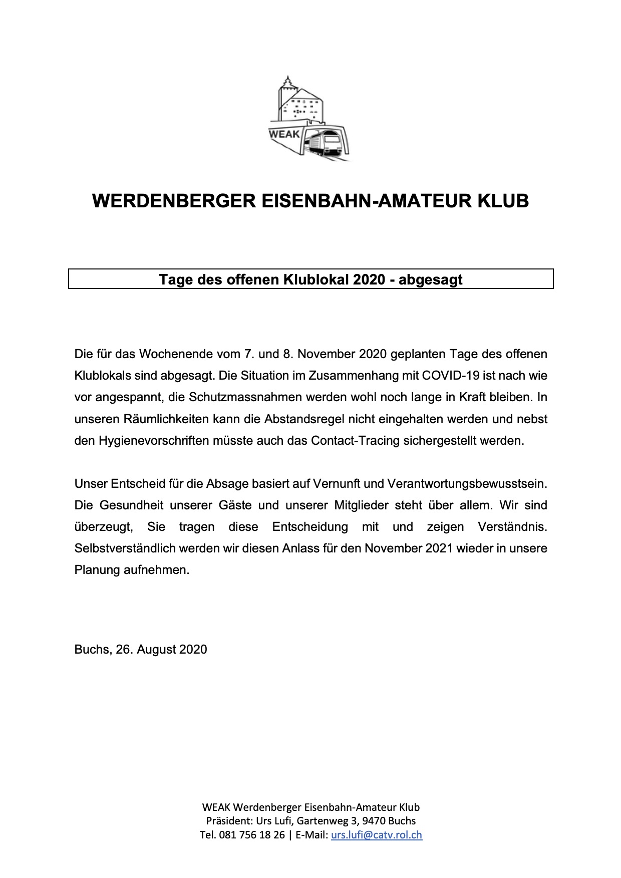 TdoT 2020abgesagt